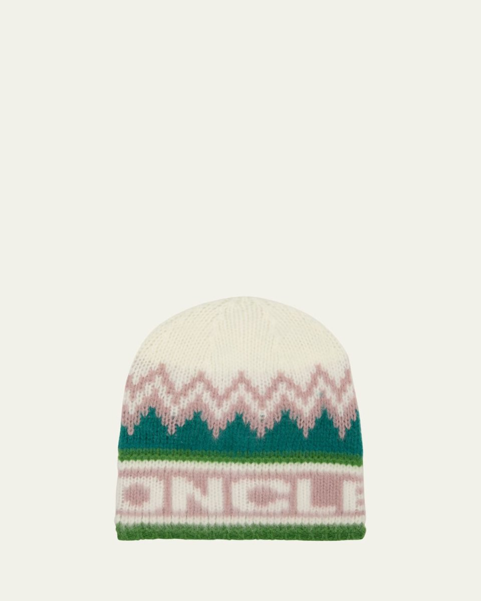 Logo Intarsia Knit Wool Beanie